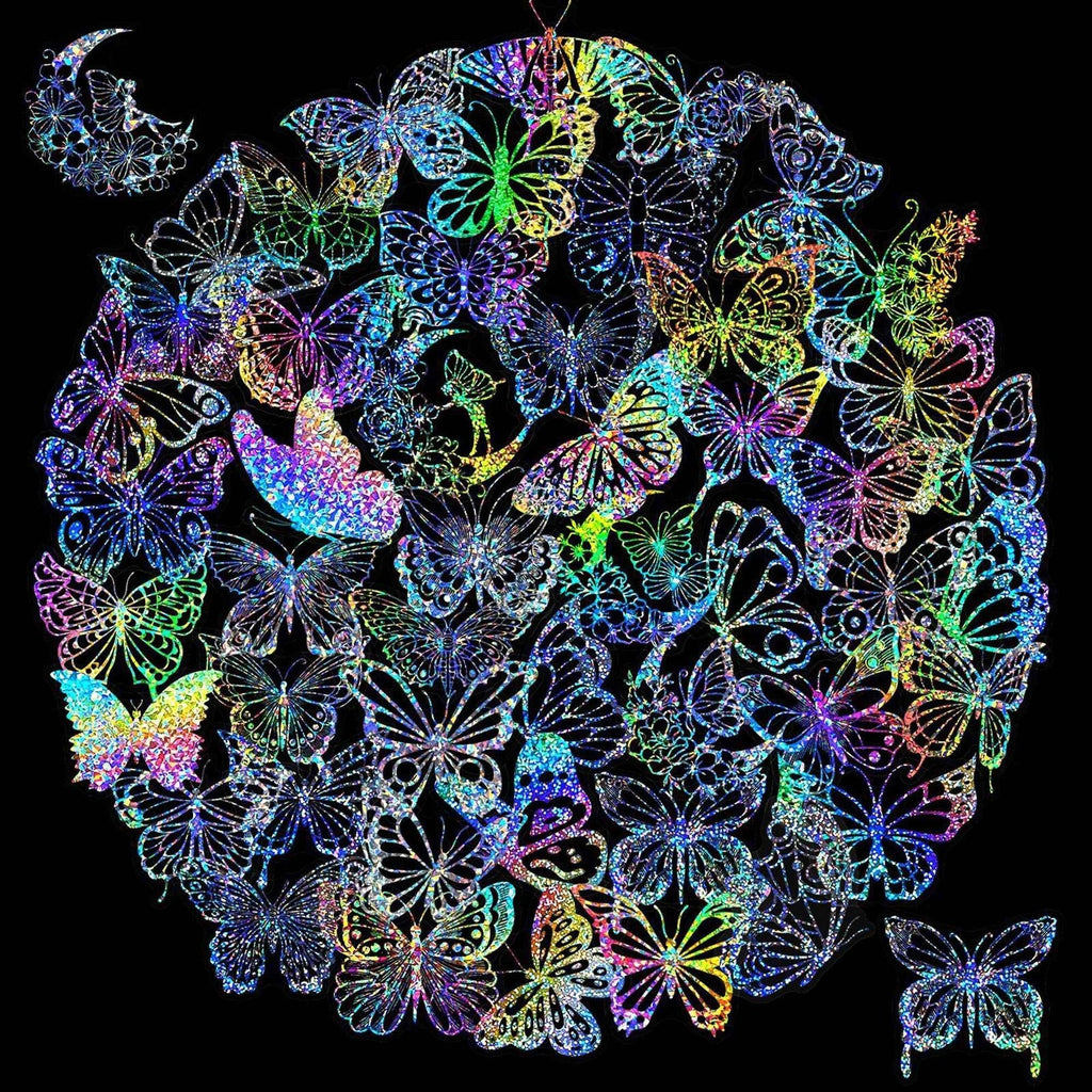 Butterfly Holographic Stickers – 100pcs for Scrapbook & Decor