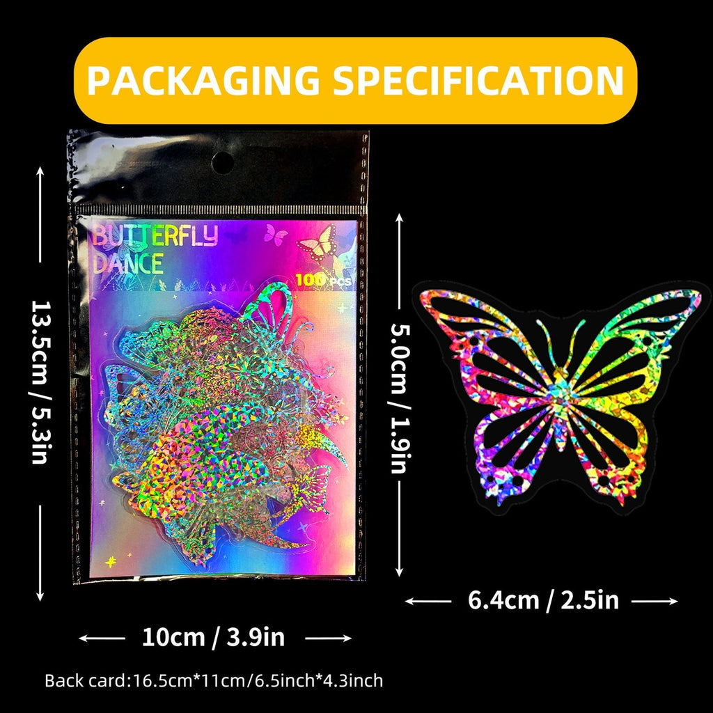 Butterfly Holographic Stickers – 100pcs for Scrapbook & Decor