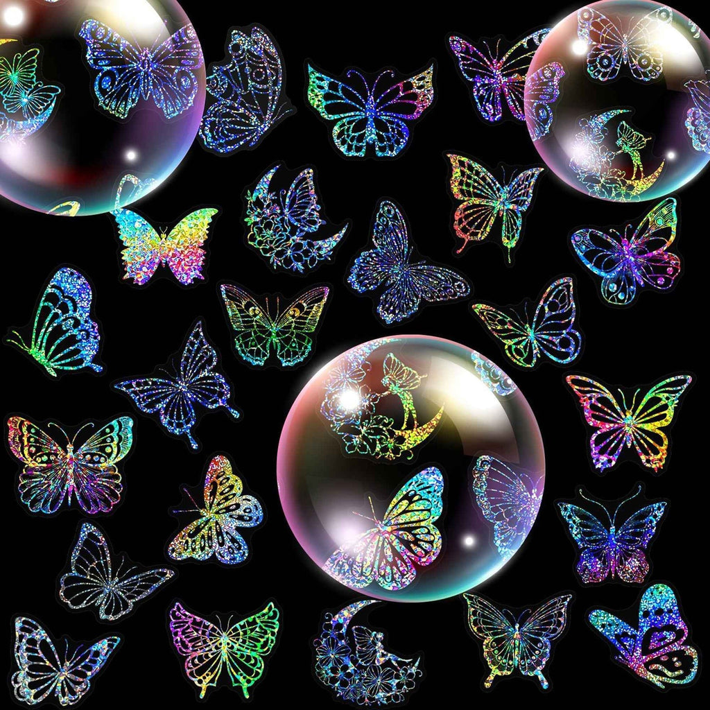 Butterfly Holographic Stickers – 100pcs for Scrapbook & Decor