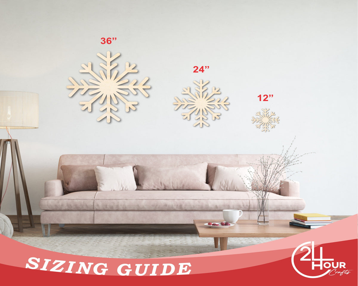 Unfinished Wood Snowflake Shape | Winter Decor | DIY Craft Cutout | up to 46" DIY
