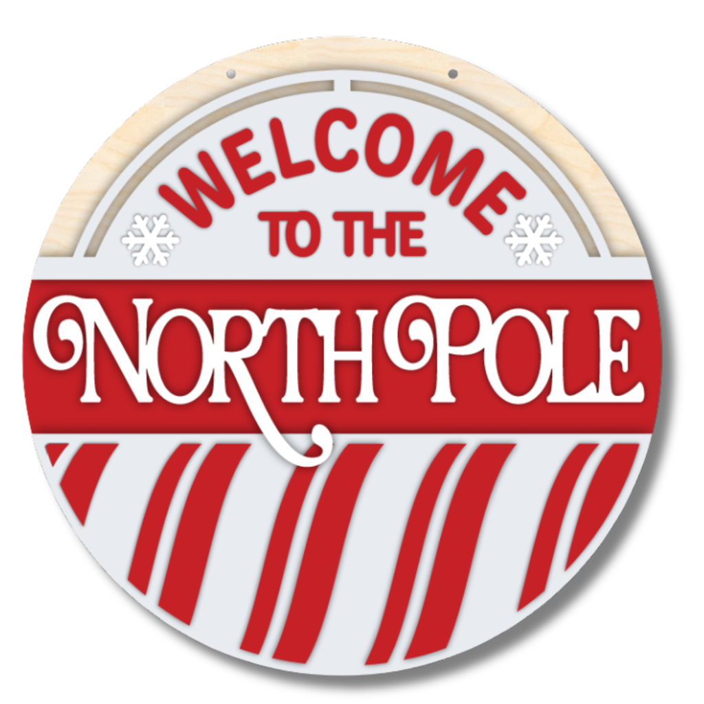 Unfinished Welcome to the North Pole Door Sign Kit | Wood Craft Cutouts | 1/4" Thick |