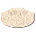 Unfinished Merry and Bright Ornament Door Sign Kit | Wood Craft Cutouts | 1/4" Thick |