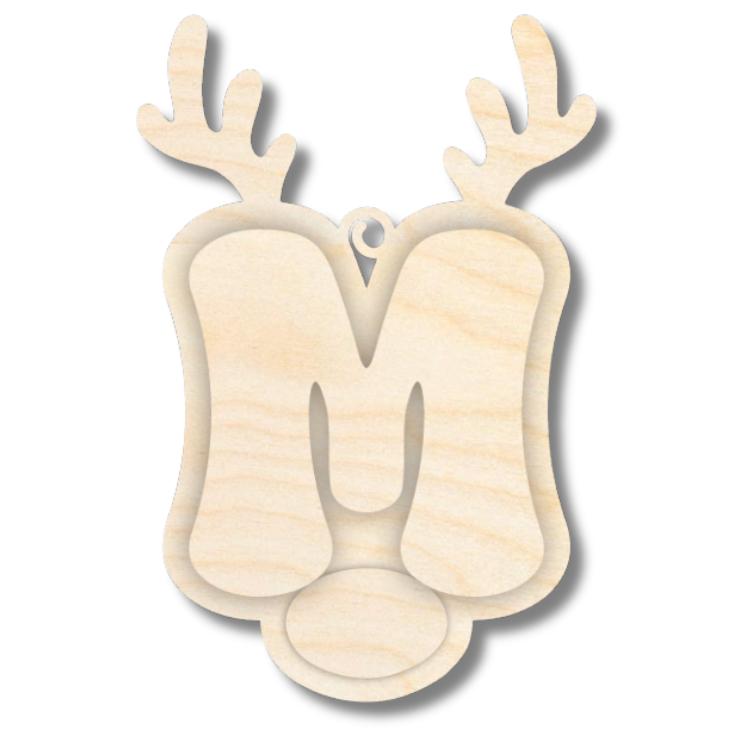 Unfinished Wood Layered Letter and Number Reindeer Ornaments | A-Z | 0-9 | 3 Piece | 6" Tall | 1/8" Wood | Wood Craft DIY