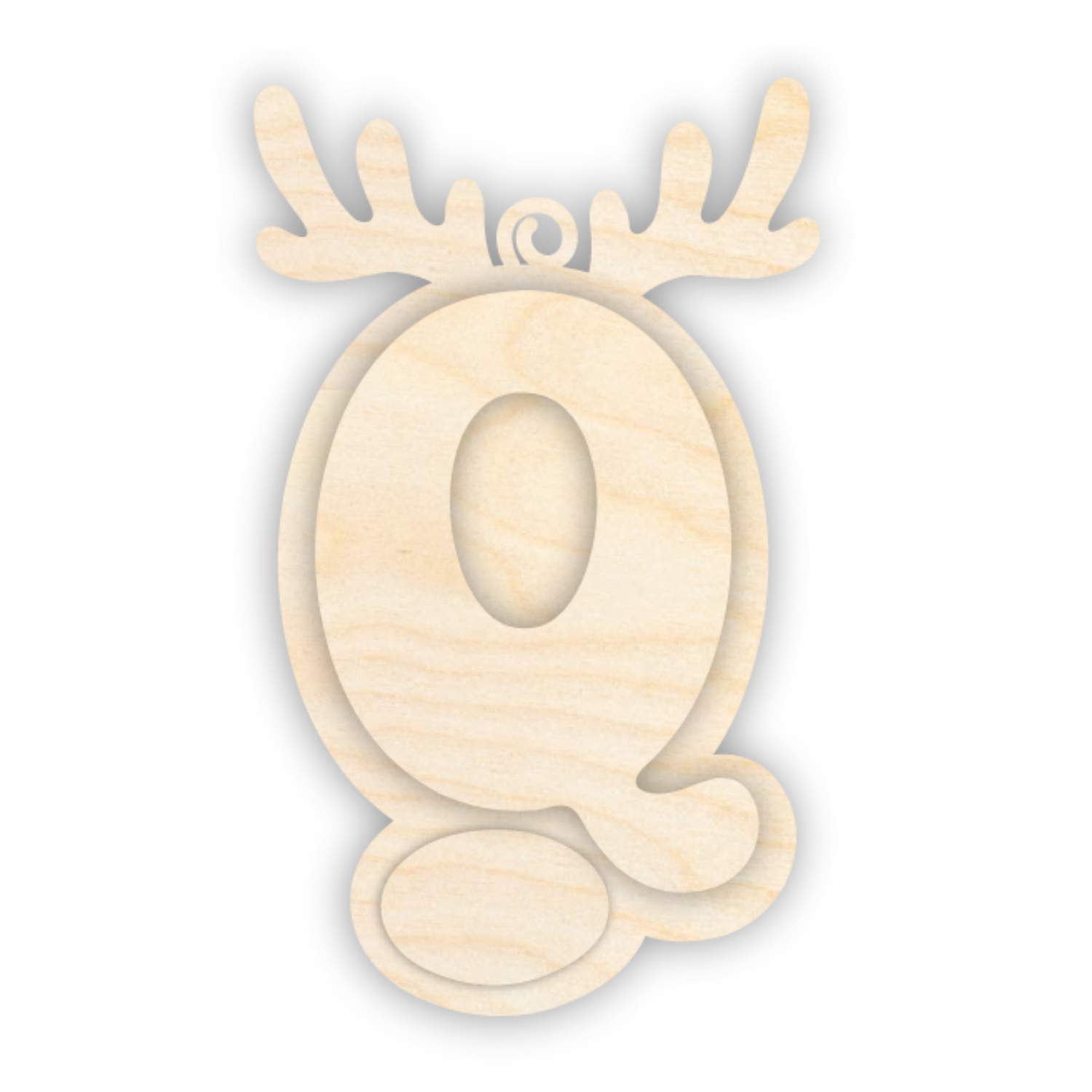 Unfinished Wood Layered Letter and Number Reindeer Ornaments | A-Z | 0-9 | 3 Piece | 6" Tall | 1/8" Wood | Wood Craft DIY