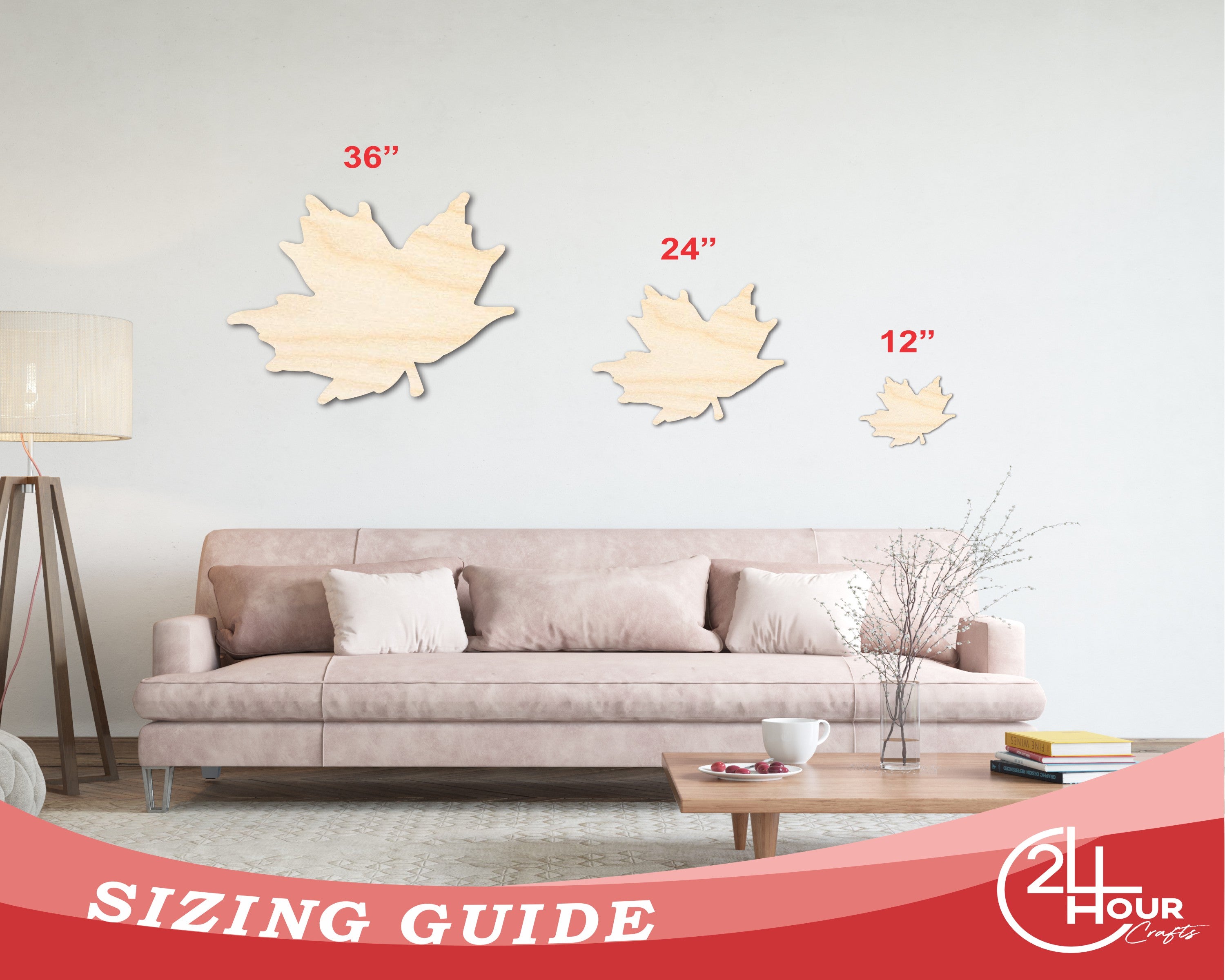 Unfinished Wood Maple Leaf Shape - Craft - up to 46" DIY