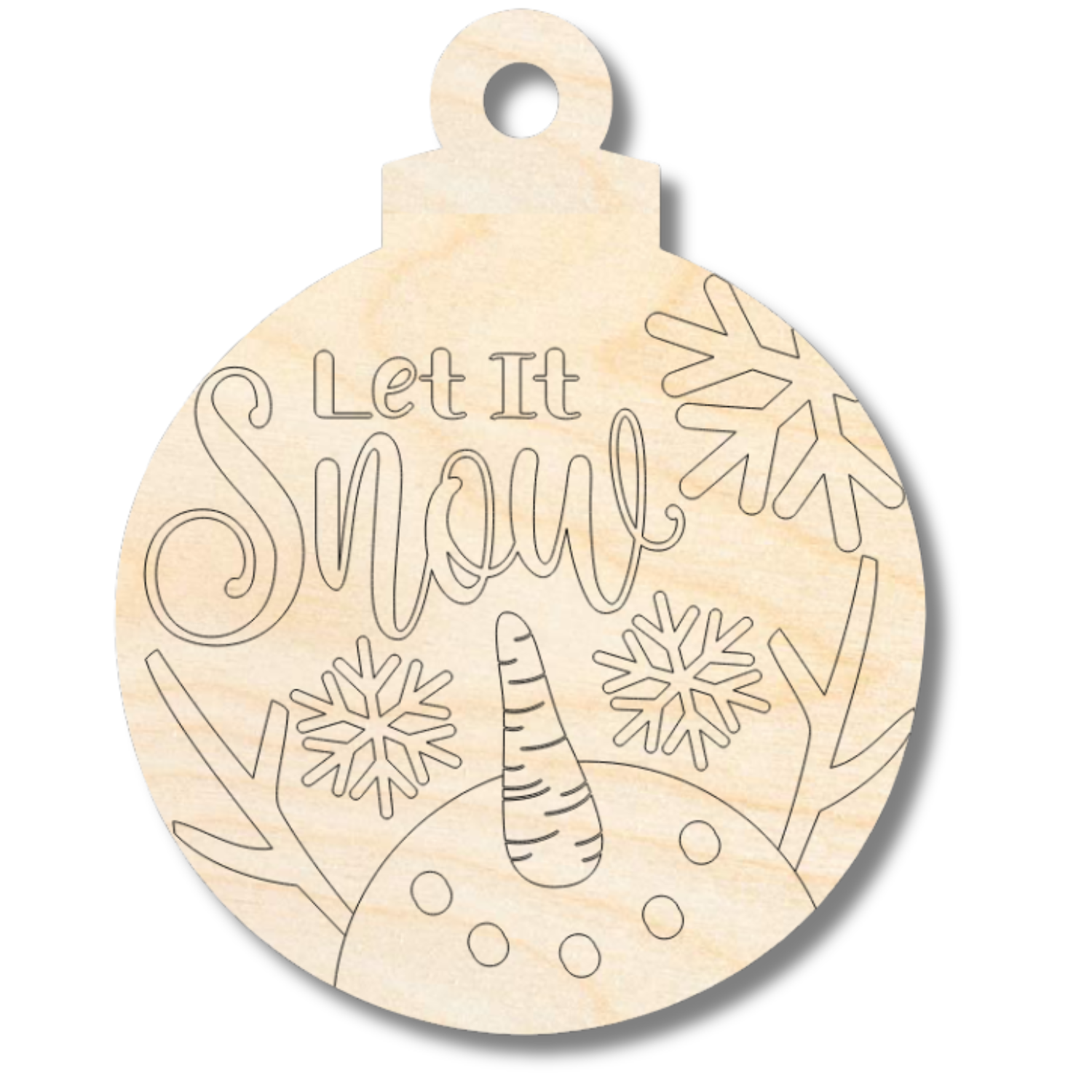 Unfinished Wood Etched Let it Snow Ornament Shape | Paint By Line Crafts | up to 30" DIY