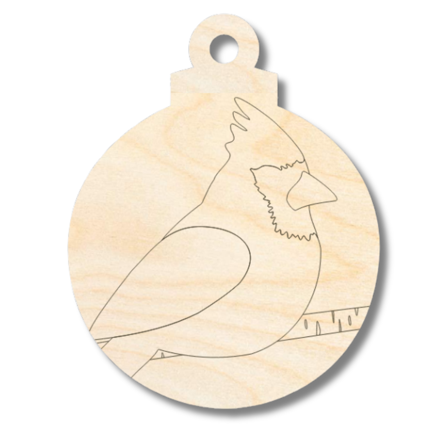 Unfinished Wood Etched Cardinal Ornament Shape | Paint By Line Crafts | up to 30" DIY