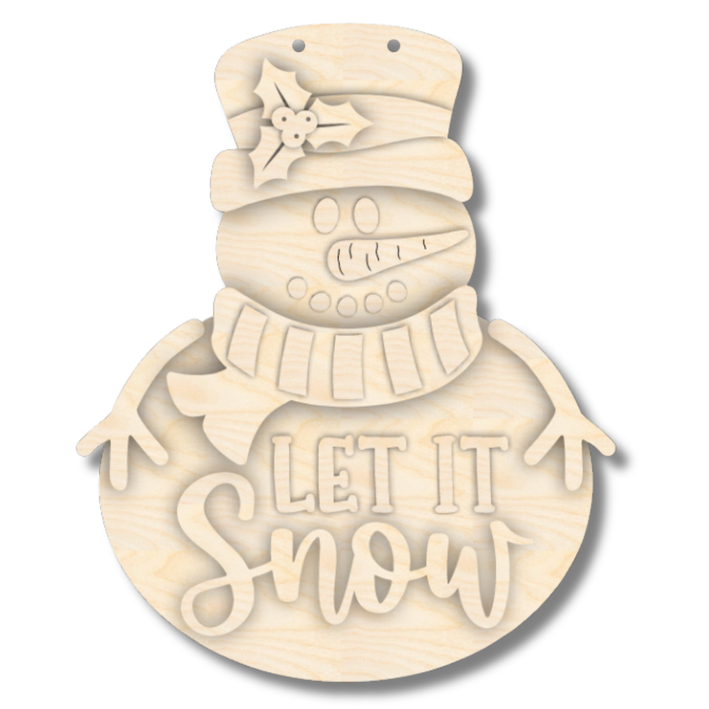 Unfinished Snowman Let it Snow Door Sign Kit | Wood Craft Cutouts | 1/4" Thick |