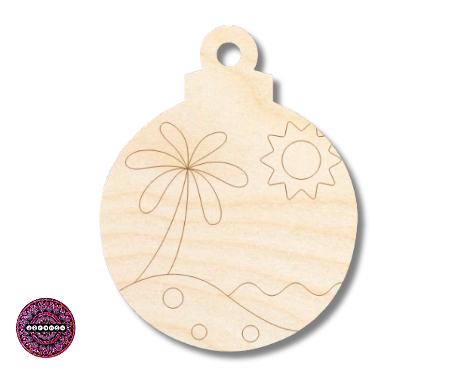 Unfinished Wood Etched Beach Ornament Shape | JGrondz | Paint By Line Crafts | up to 30" DIY