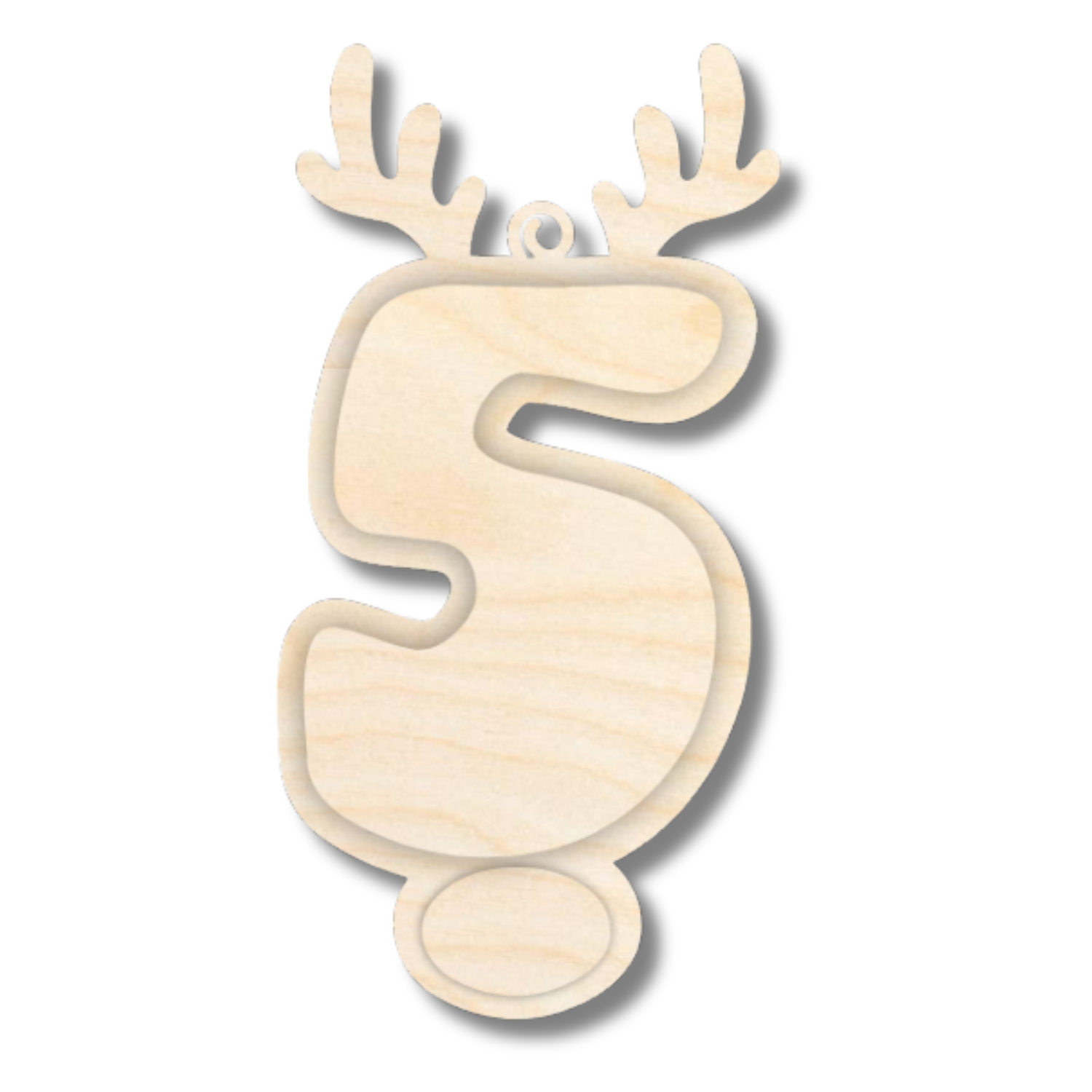 Unfinished Wood Layered Letter and Number Reindeer Ornaments | A-Z | 0-9 | 3 Piece | 6" Tall | 1/8" Wood | Wood Craft DIY