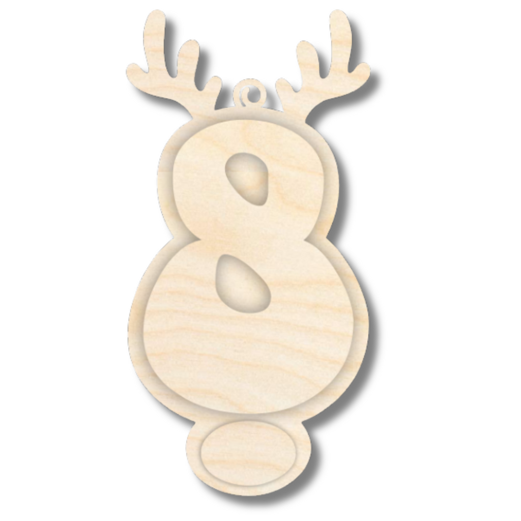 Unfinished Wood Layered Letter and Number Reindeer Ornaments | A-Z | 0-9 | 3 Piece | 6" Tall | 1/8" Wood | Wood Craft DIY