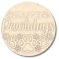 Unfinished Happy Pawlidays Door Sign Kit | Wood Craft Cutouts | 1/4" Thick |