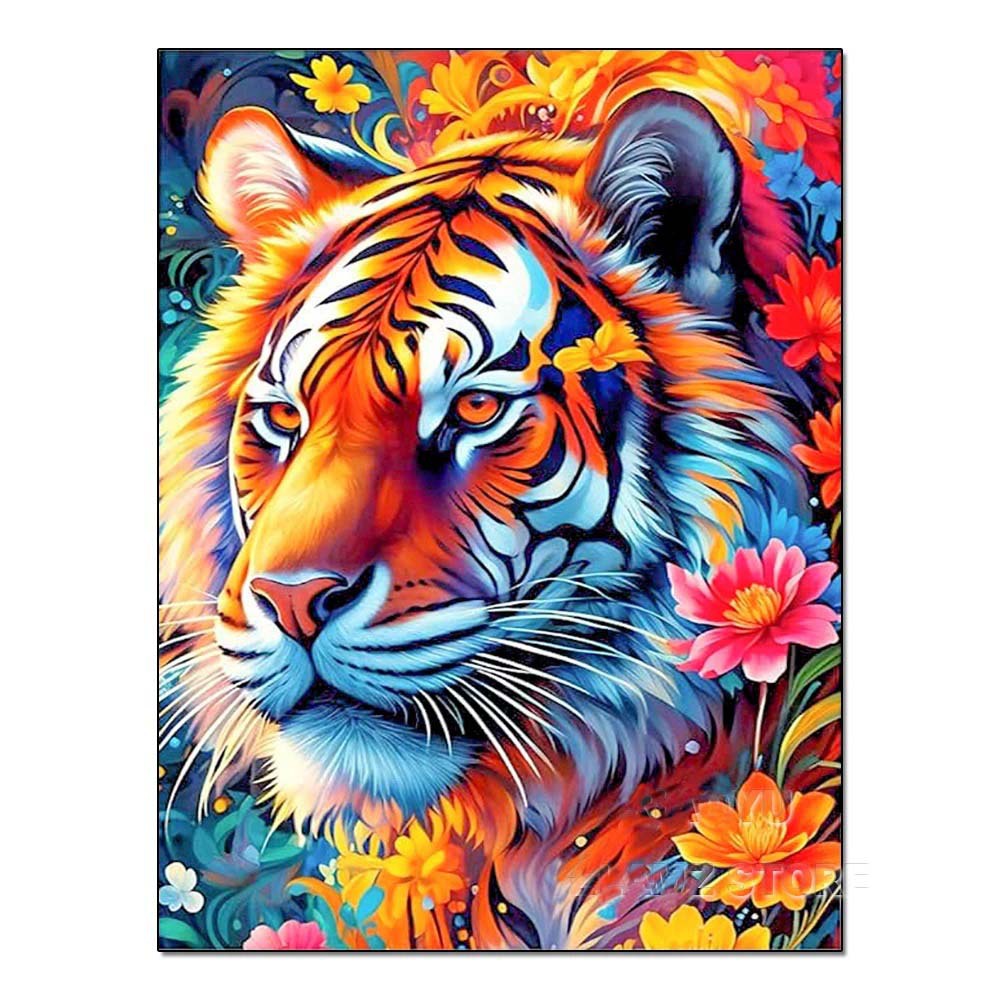 DIY Handmade Diamond Painting With Colorful Animals And Full Diamonds
