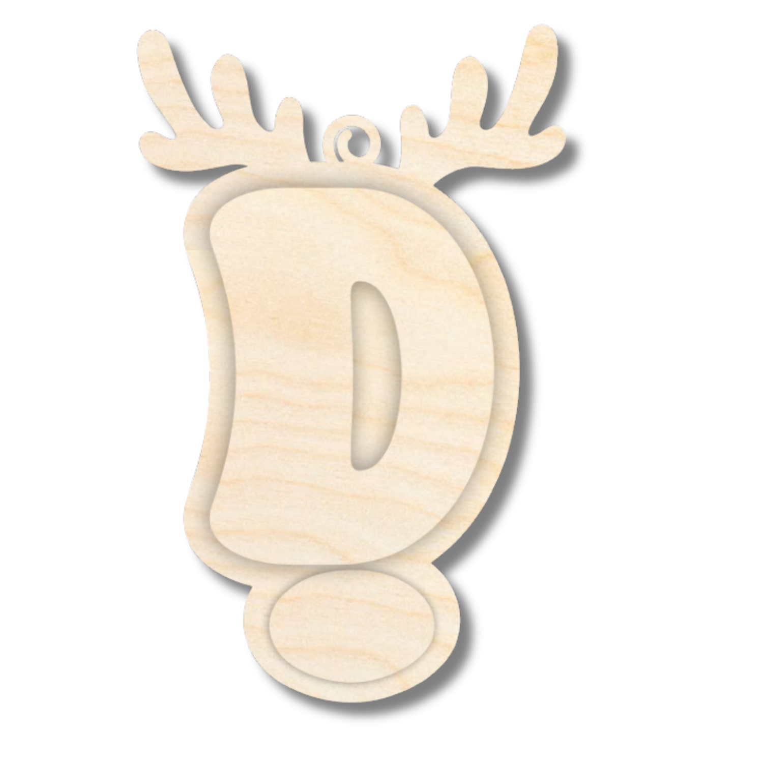 Unfinished Wood Layered Letter and Number Reindeer Ornaments | A-Z | 0-9 | 3 Piece | 6" Tall | 1/8" Wood | Wood Craft DIY