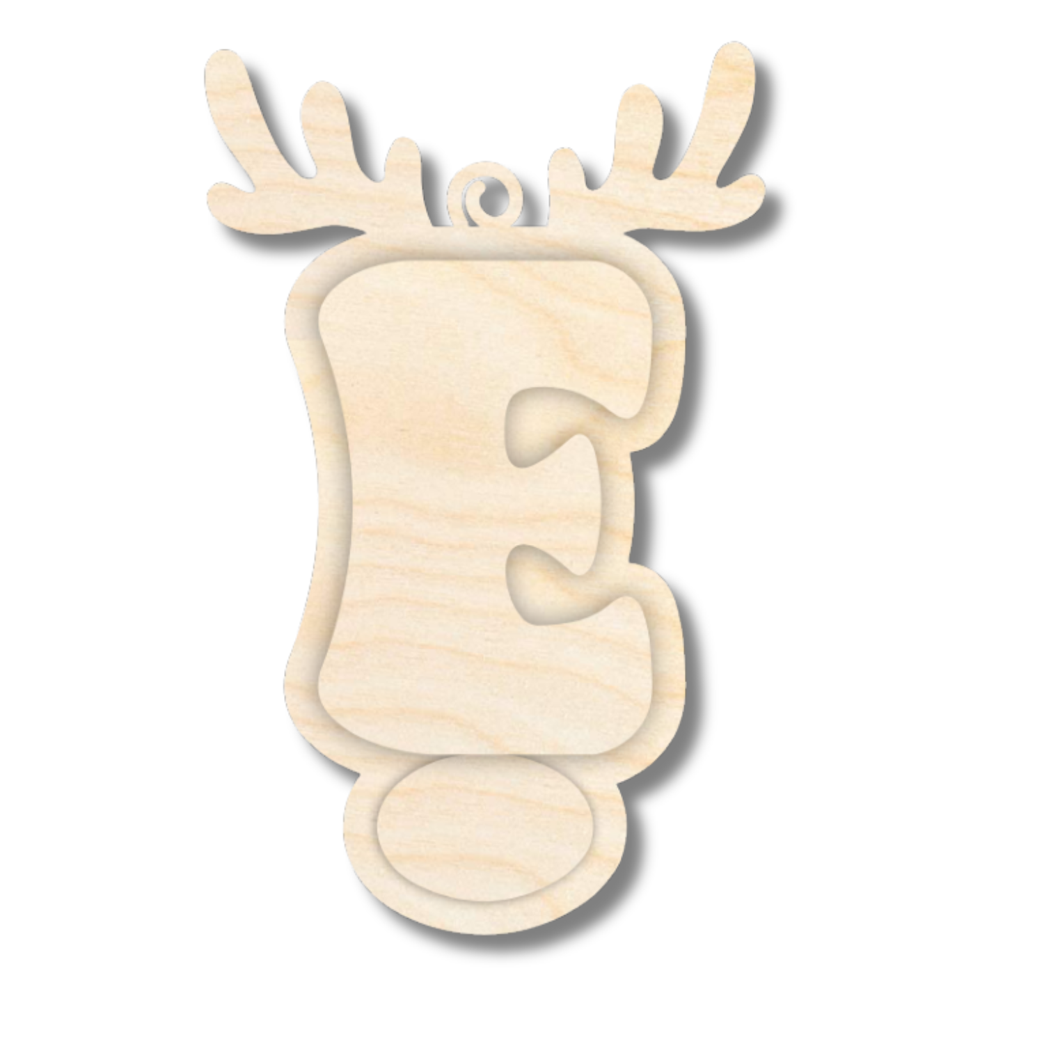 Unfinished Wood Layered Letter and Number Reindeer Ornaments | A-Z | 0-9 | 3 Piece | 6" Tall | 1/8" Wood | Wood Craft DIY