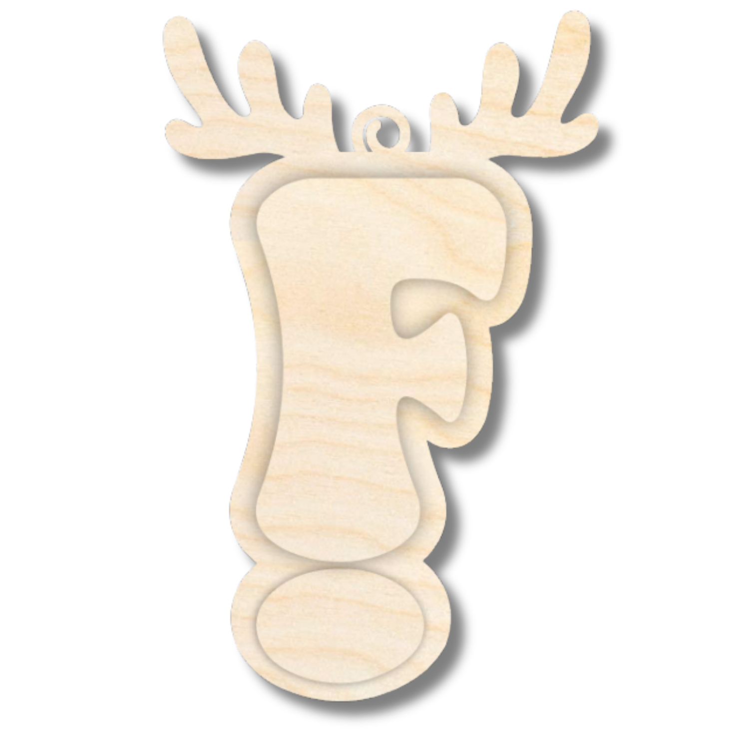 Unfinished Wood Layered Letter and Number Reindeer Ornaments | A-Z | 0-9 | 3 Piece | 6" Tall | 1/8" Wood | Wood Craft DIY