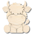 Unfinished Wood Layered and Etched Cow Shelf Sitter | 6" Tall | 1/4" Wood | Wood Craft DIY