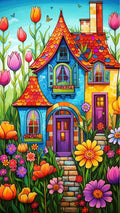 Whimsical Home Diamond Painting Soft Canvas Kit 35x60 cm with abs Bright Colors
