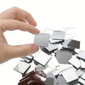 50pcs Mini Square Silver 3cm Glass Mirror Tiles Small True Glass Mosaic for DIY Crafts Art Supplies, Home Wall Door Decor