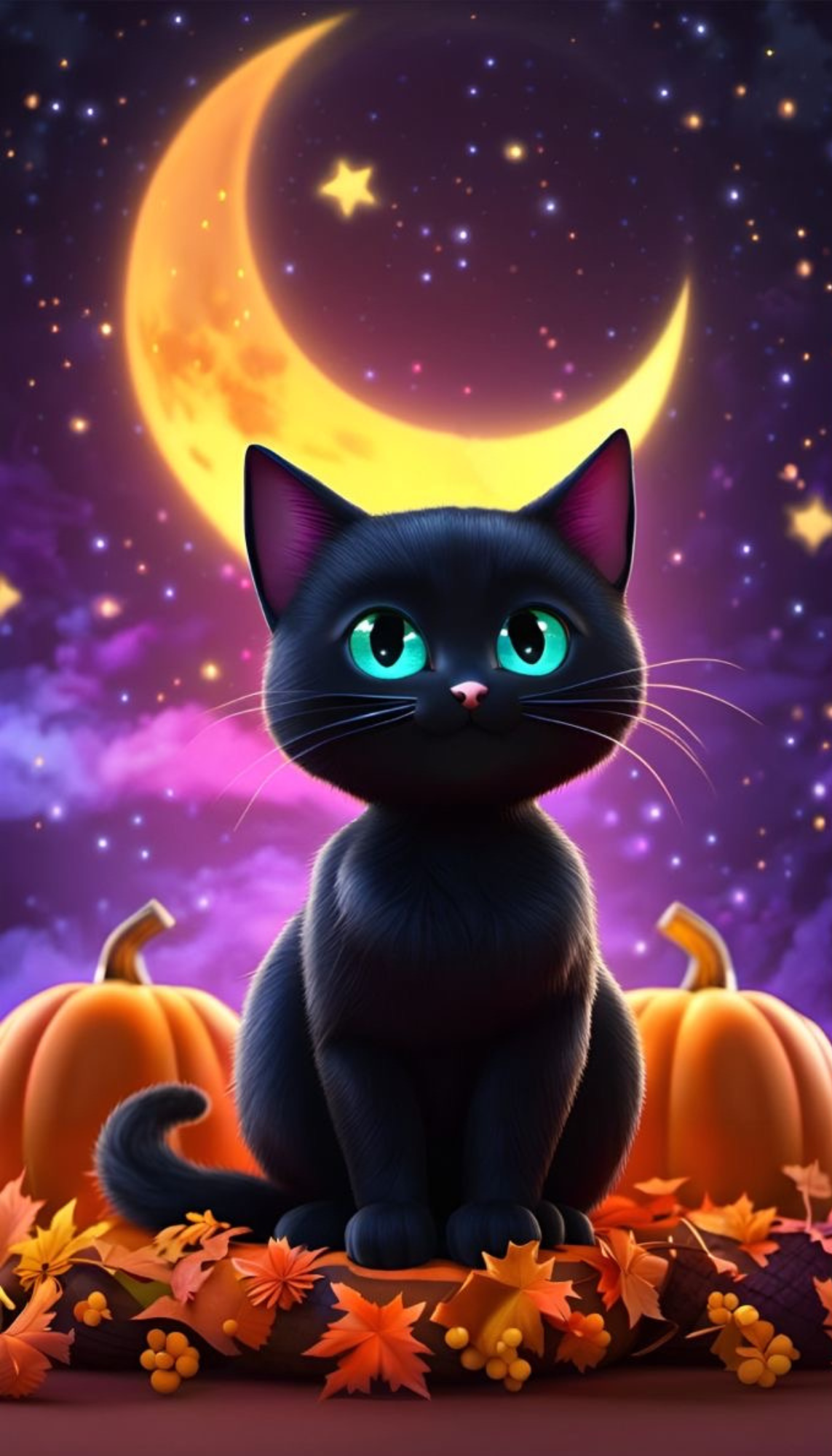 Moon Cat Pumpkin Patch Diamond Painting