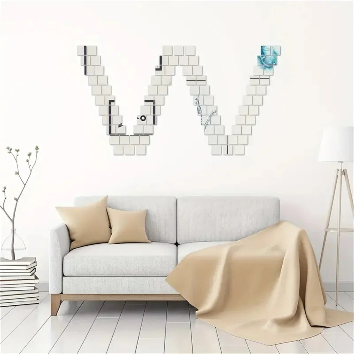 50pcs Mini Square Silver 3cm Glass Mirror Tiles Small True Glass Mosaic for DIY Crafts Art Supplies, Home Wall Door Decor