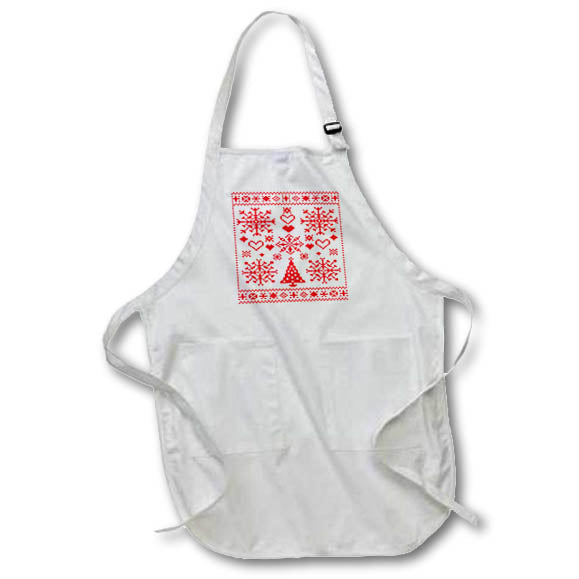 Apron - Christmas Cross Stitch Embroidery Sampler Red Design Vector Art - Christmas Sampler