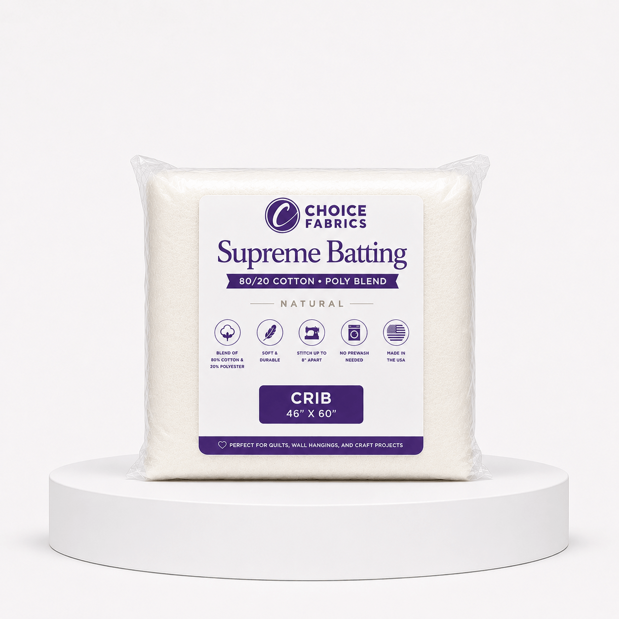 Supreme Batting - 80/20 Cotton/Poly Blend - Crib (46.5" x 60")