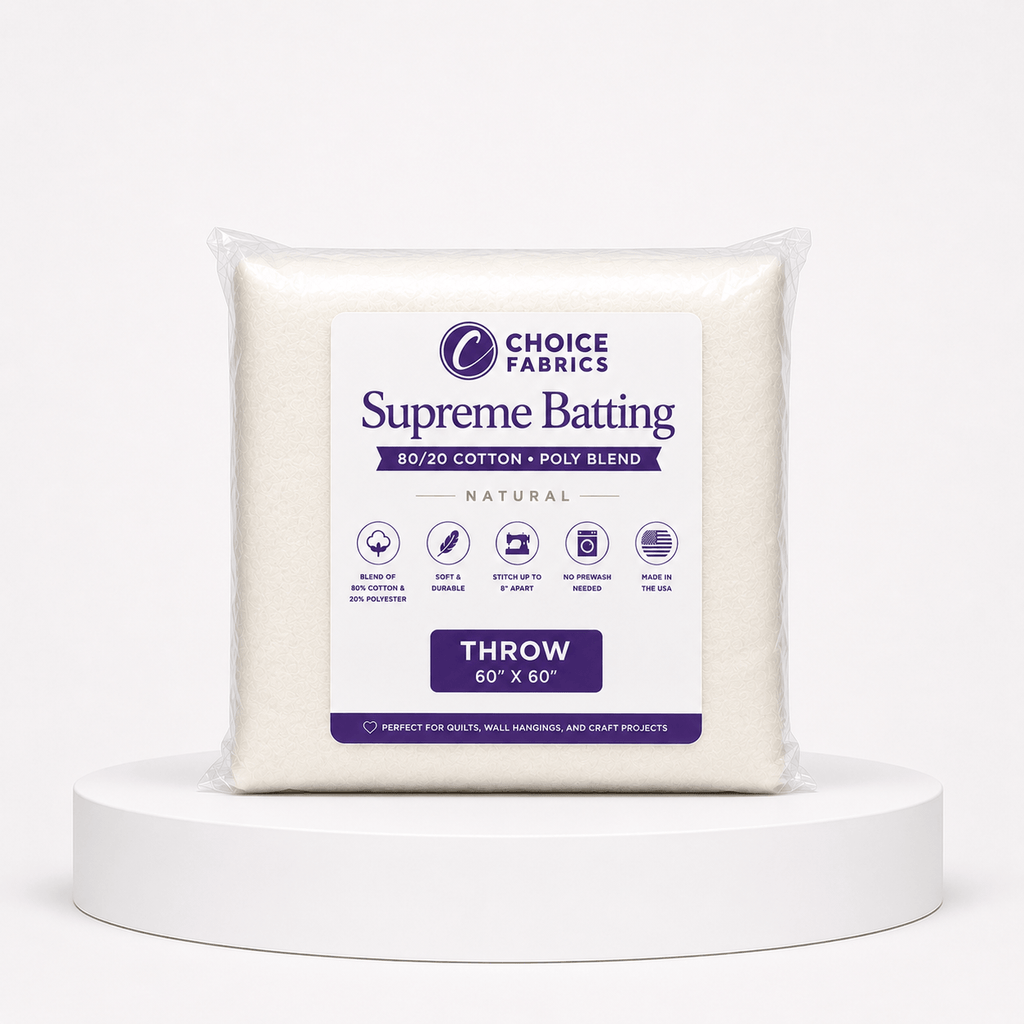 Supreme Batting - 80/20 Cotton/Poly Blend - Throw (60" x 60")