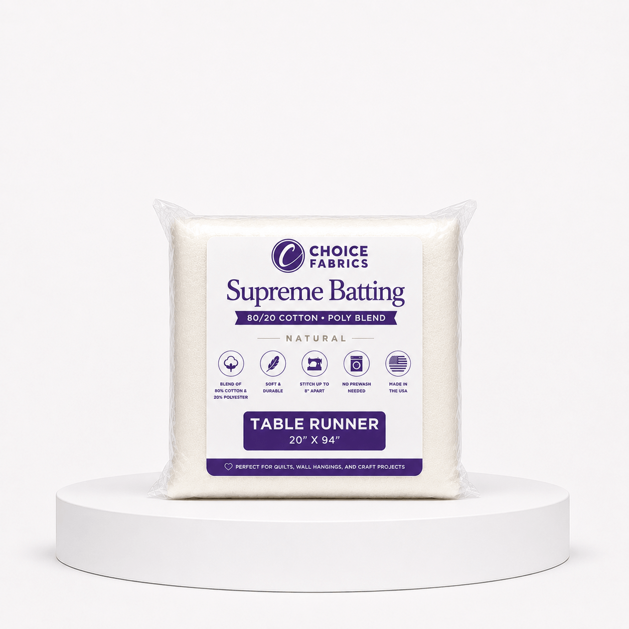 Supreme Batting - 80/20 Cotton/Poly Blend - Table Runner (20" x 94")