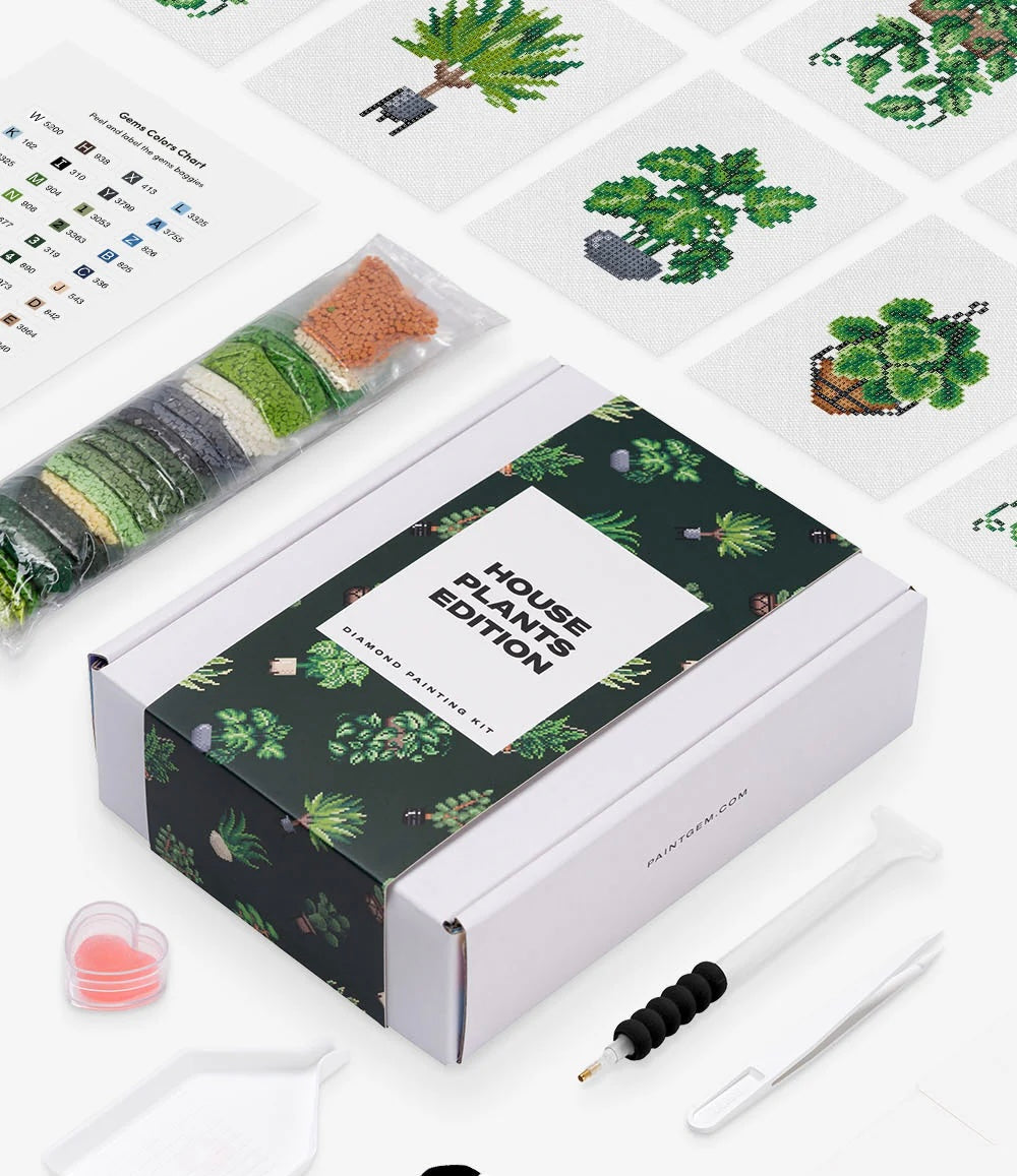 Mini Diamond Painting Kit Collection - Set of 12 Plant Canvases