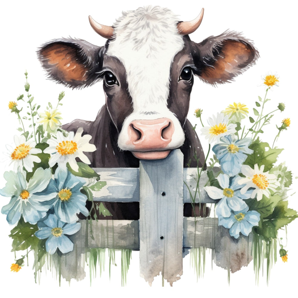 Light Blue Farm Animals Fabric Panel 11