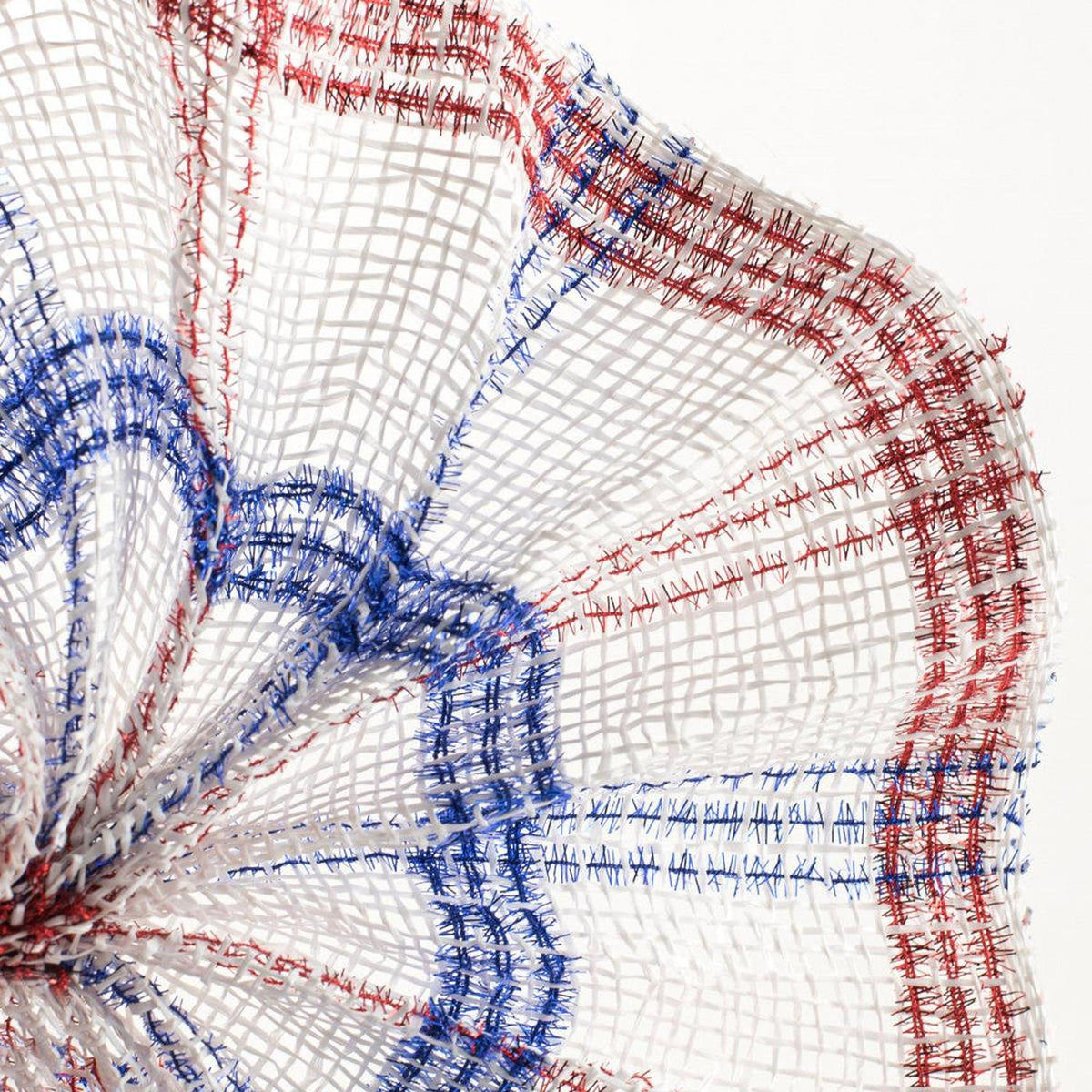 10" Poly Burlap Mesh Ribbon: Patriotic Tinsel Check