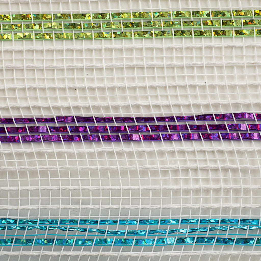 10" Cotton Poly Deco Mesh Ribbon: White/Multi (10 Yards)