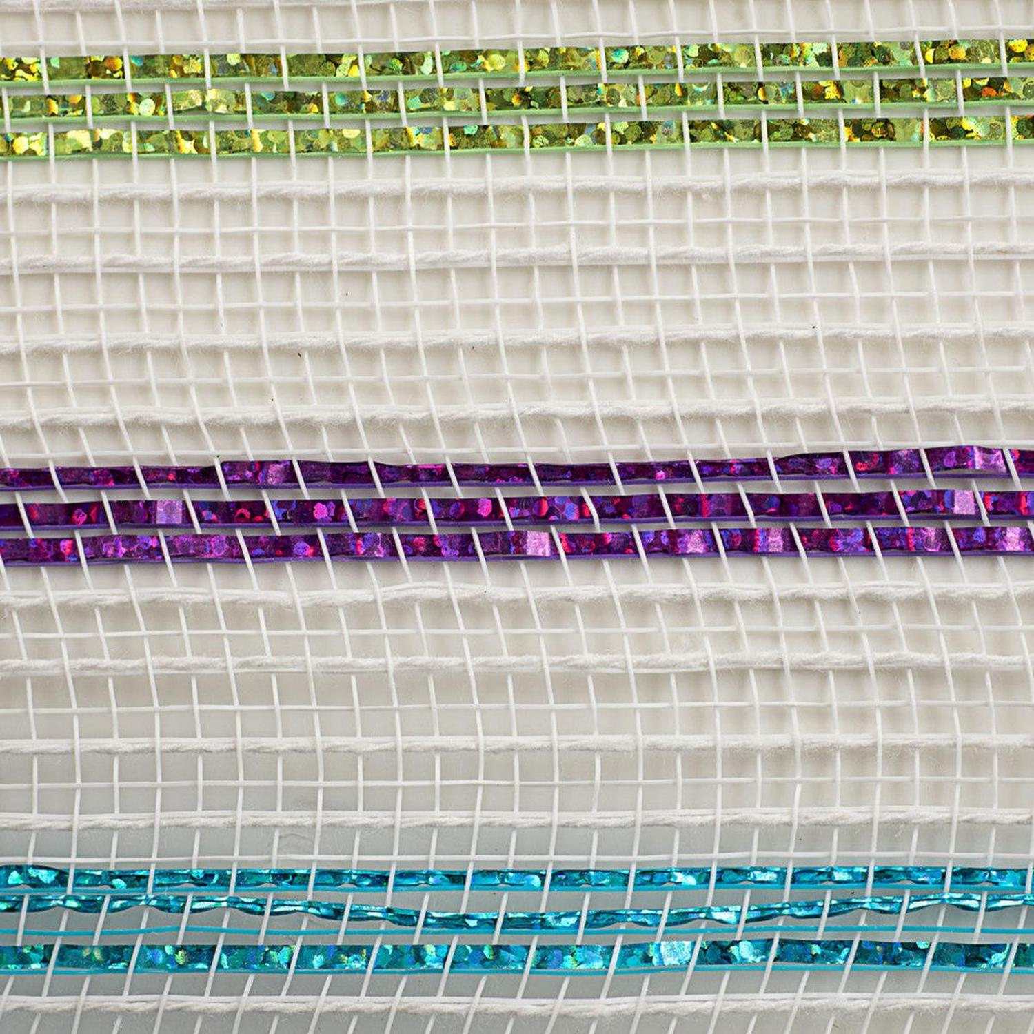 10" Cotton Poly Deco Mesh Ribbon: White/Multi (10 Yards)