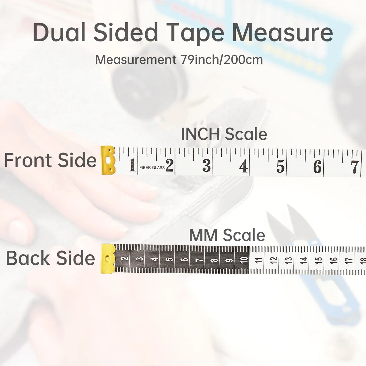 2m White Waist Circumference Soft Tape Measure | Clothing Tailor Measuring Ruler