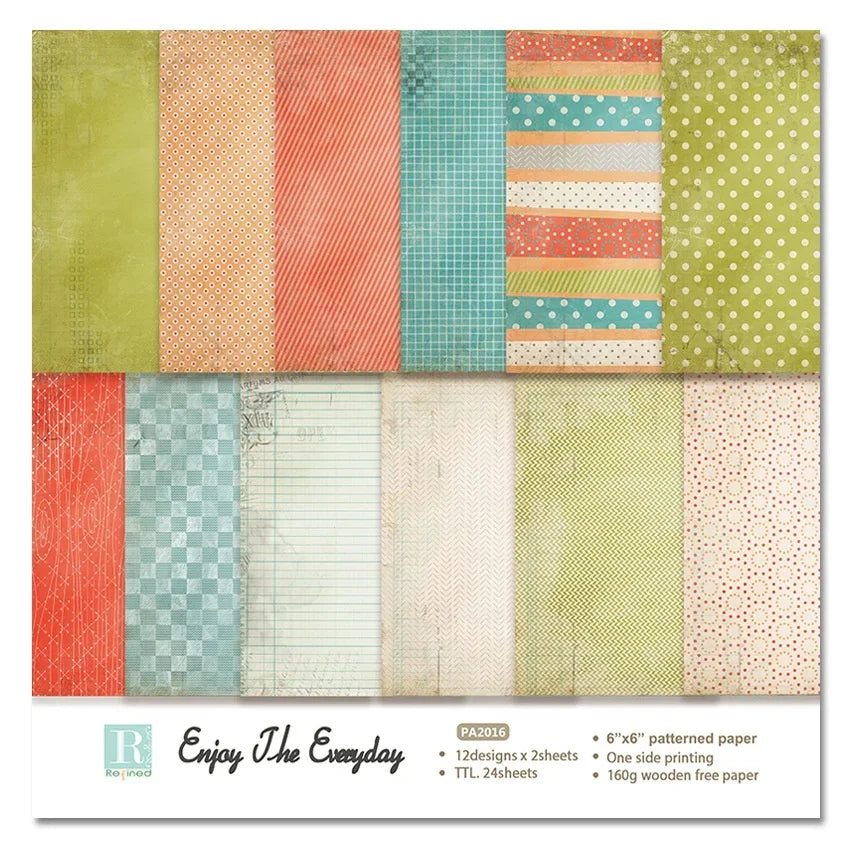 24 Sheets Craft Paper Pads for Scrapbooking | Double-Sided Background Paper Set
