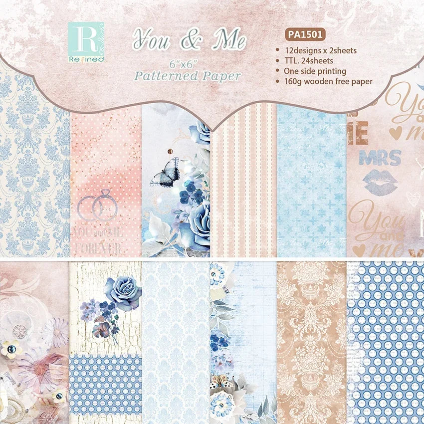 Floral Craft Paper Pad 24 Sheets | 6 Inch Origami Scrapbooking Card Making Paper
