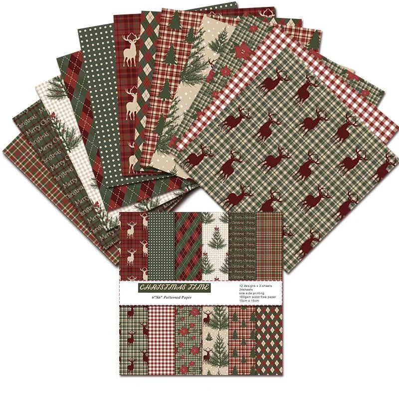 Vintage Christmas Scrapbook Paper Pack | 24 Sheets for Junk Journaling