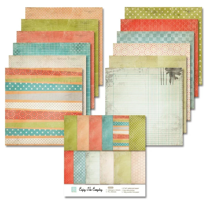 24 Sheets Craft Paper Pads for Scrapbooking | Double-Sided Background Paper Set