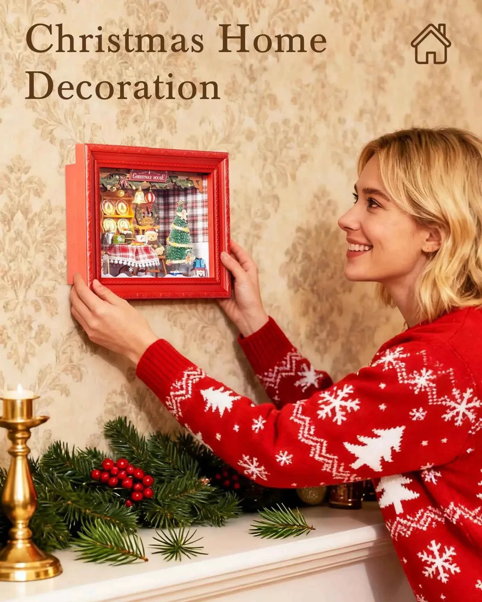Rolife Christmas Eve Party 3D LED Wooden Puzzle Kit (8.6 in) - Festive Diorama Gift