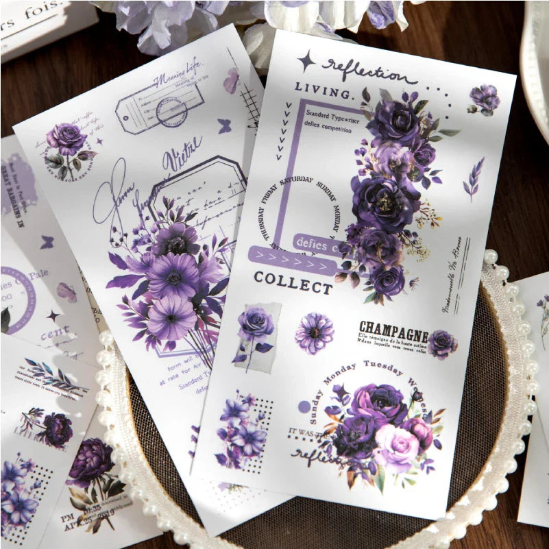 Journal GO 6pcs Vintage Flower Stickers | Fresh Plant Collage for Scrapbooking