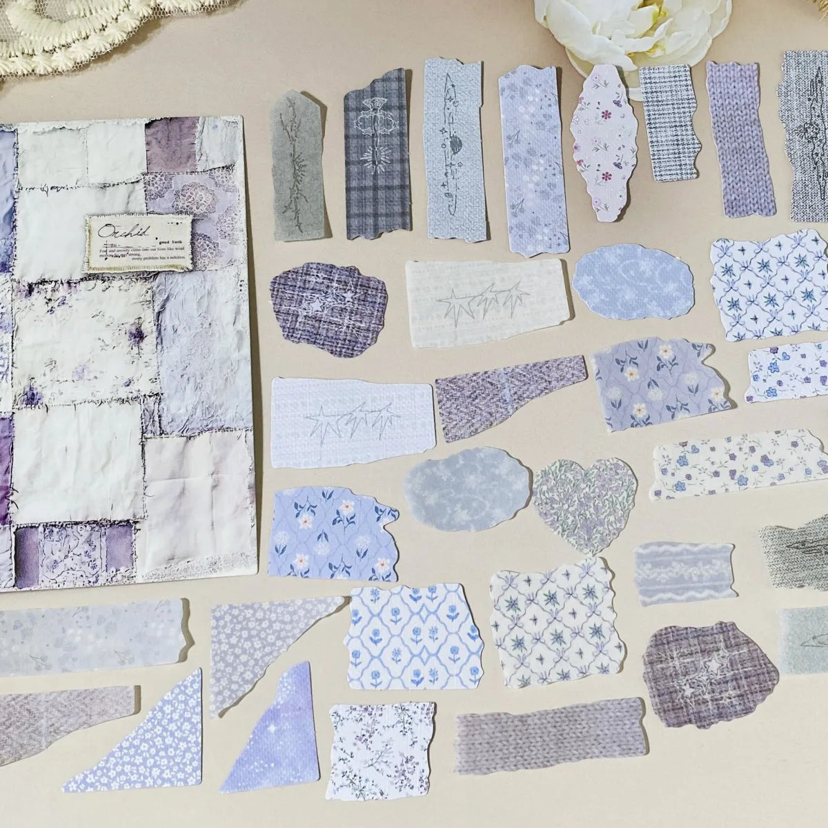 Vintage Paper Sticker Pack for Scrapbooking | 50 PCS Mixed Design Labels