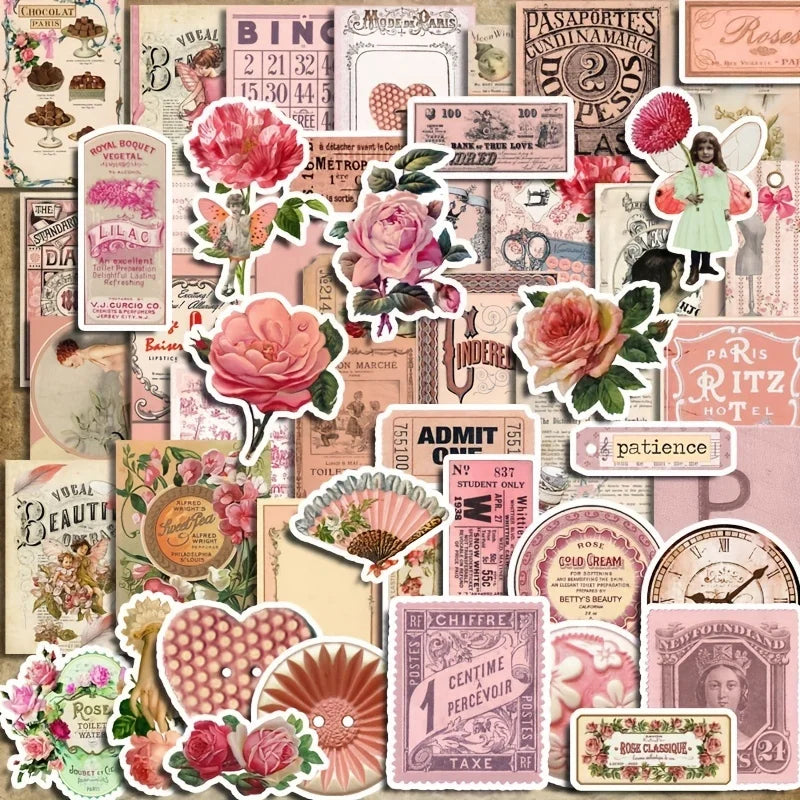 50pcs Cute Pink Cartoon Stickers | Aesthetic Decals for Laptop, Scrapbook, and Stationery