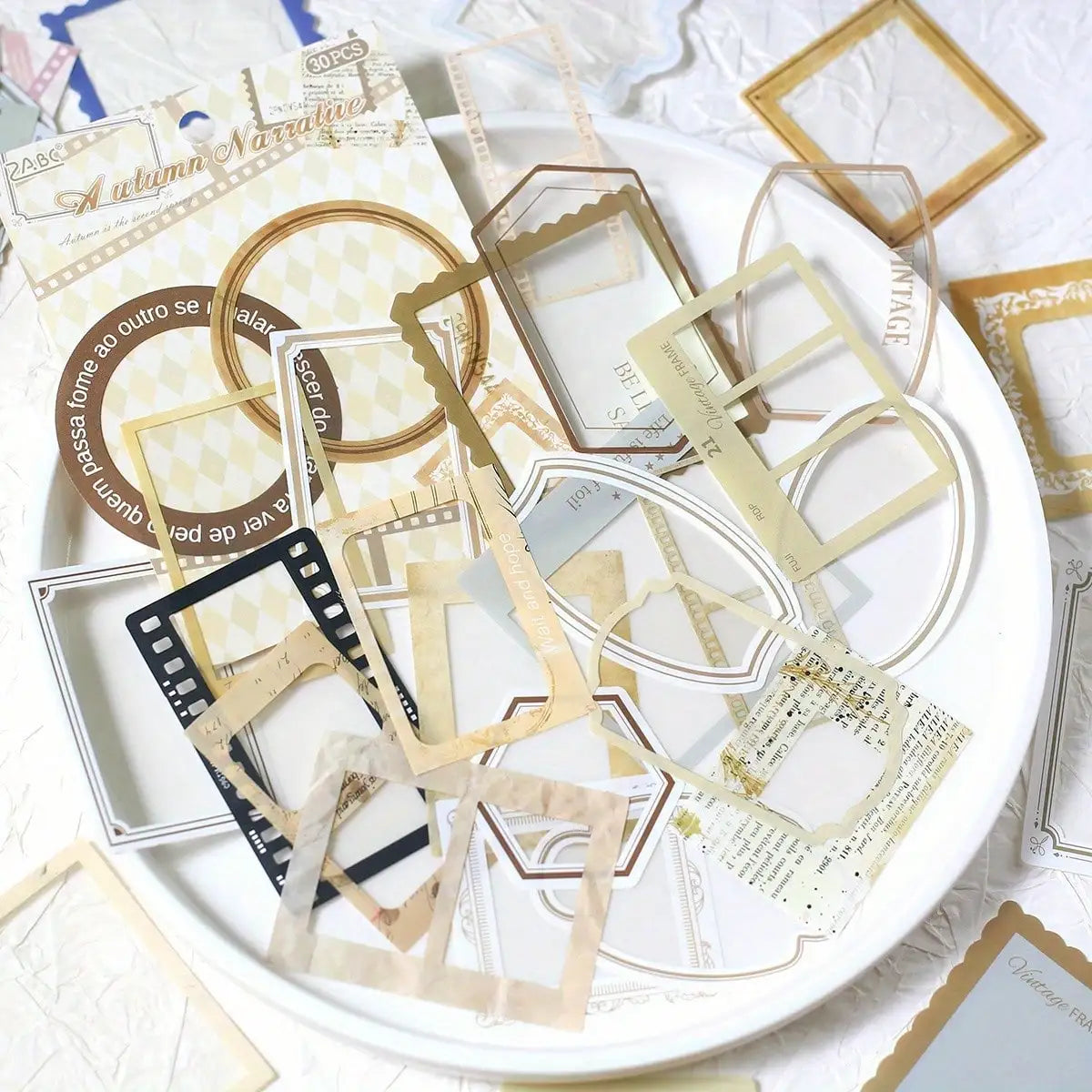 30pcs Transparent PET Frame Stickers | Scrapbooking and Journaling Decorative Supplies