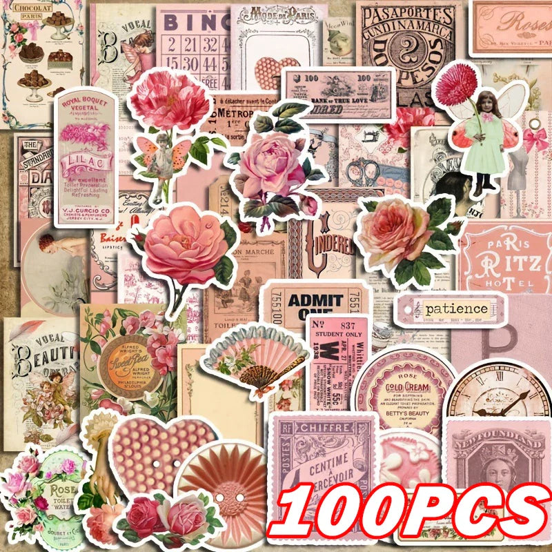 50pcs Cute Pink Cartoon Stickers | Aesthetic Decals for Laptop, Scrapbook, and Stationery