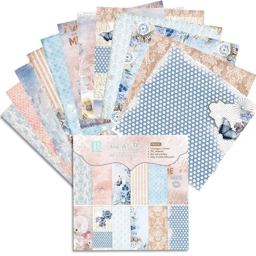 Floral Craft Paper Pad 24 Sheets | 6 Inch Origami Scrapbooking Card Making Paper