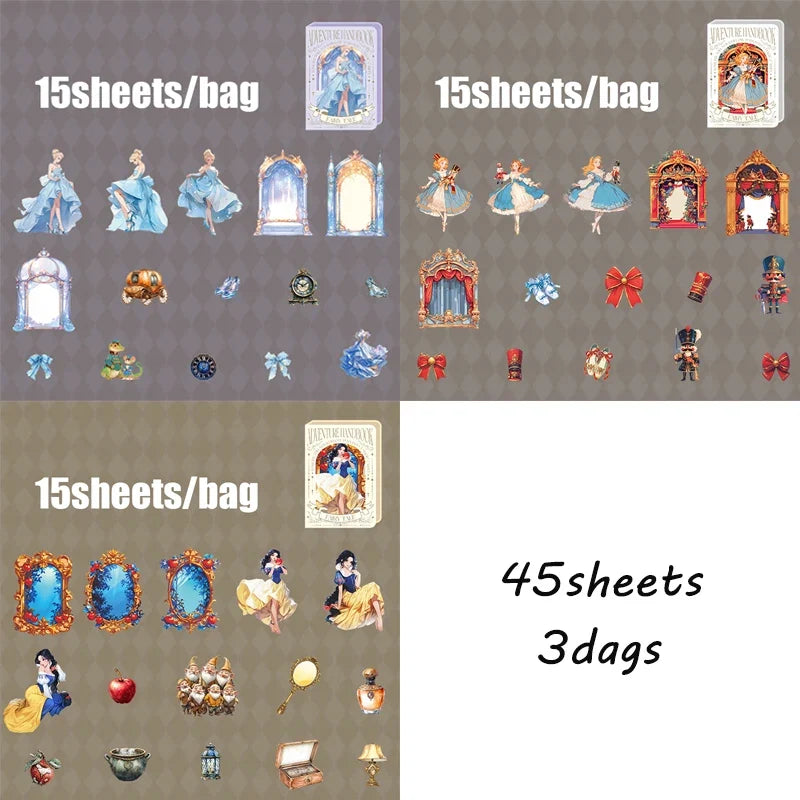 45pcs Fairytale Adventure Story Theme Hard Card Sticker Set for DIY Scrapbook | Mr Paper