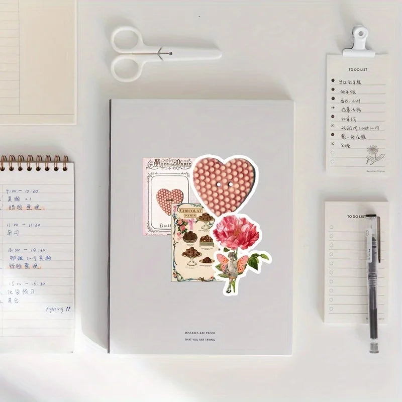 50pcs Cute Pink Cartoon Stickers | Aesthetic Decals for Laptop, Scrapbook, and Stationery