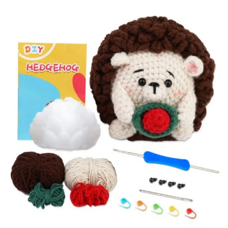 KRABALL Crochet Animal Kit for Beginners With Video Tutorial Cotton Knitting Yarn Thread Needles Hook Knit Tool Set DIY Craft