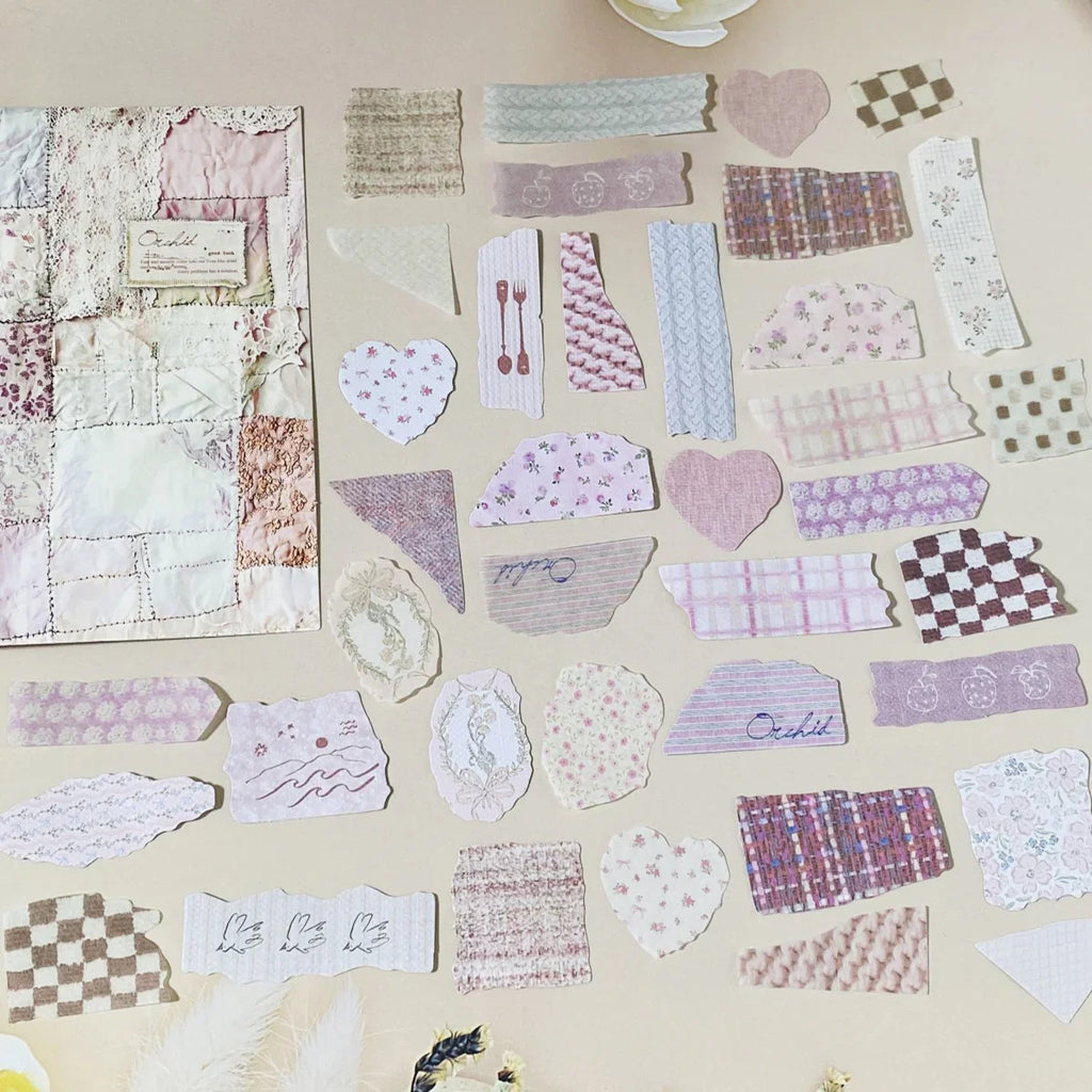 Vintage Paper Sticker Pack for Scrapbooking | 50 PCS Mixed Design Labels